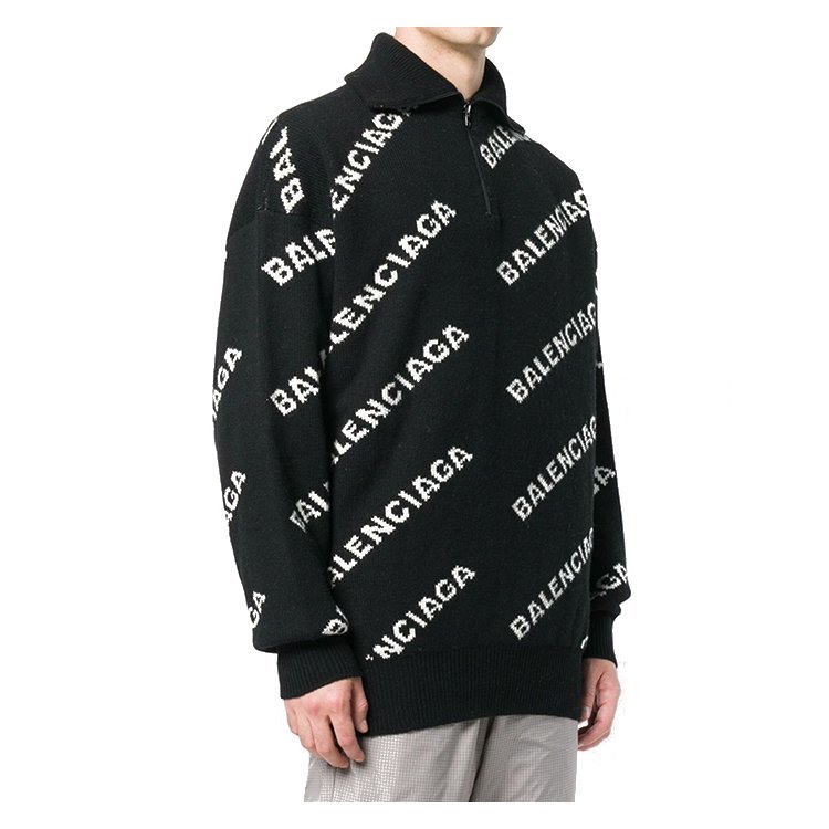 巴黎世家/balenciaga 18年秋冬 男性 高领 字母 黑色 男士针织衫/毛衣