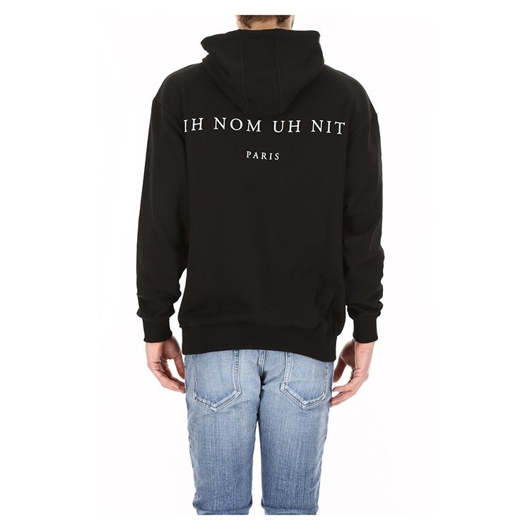 nom uh nit 18年春夏 logo 男性 兜帽 印花 黑色 男卫衣 hooded ront