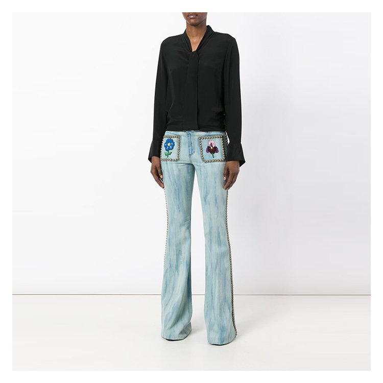 古驰/gucci 17年春夏 时尚 女性 牛仔蓝色 女士牛仔裤 471923xr