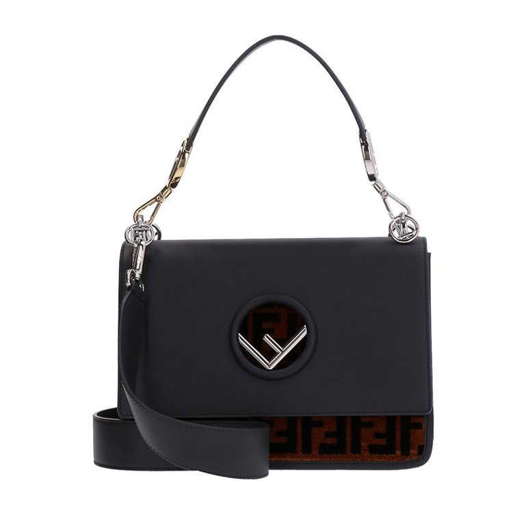 芬迪/fendi 18年秋冬 logo 百搭 女包 女性 黑/红色 手提包 8bt284a0