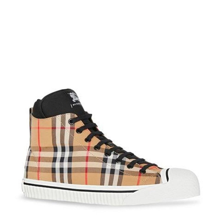 博柏利/burberry 19年春夏 板鞋 男性 格纹 高帮 混色 男士帆布鞋
