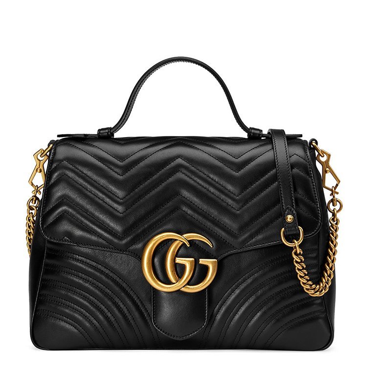 古驰/gucci 18年秋冬 gucci 女包 gg marmont 女性 logo 链条包 黑色
