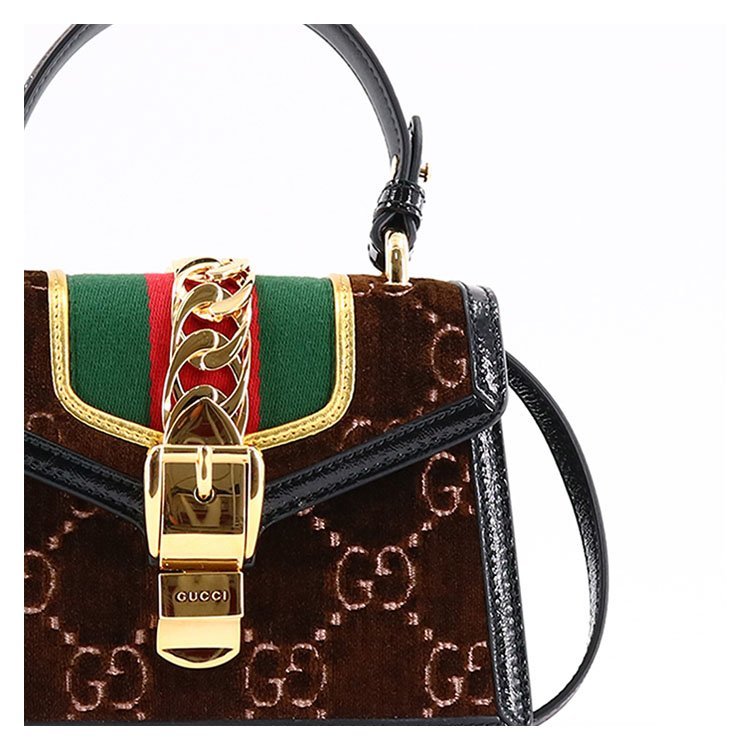 古驰/gucci 18年秋冬 sylvie 马鞍包 红绿条 女士 棕色 手提包