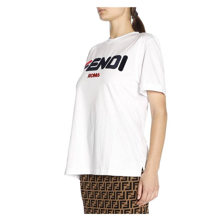 芬迪/fendi 18年秋冬 女性 logo 圆领 白色 女士短袖t恤 fs7074 a5h1
