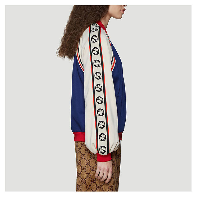 古驰/gucci 19年秋冬 棒球服 女性 胸标 拼色 蓝色 女士夹克 574008