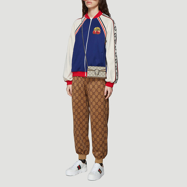古驰/gucci 19年秋冬 棒球服 女性 胸标 拼色 蓝色 女士夹克 574008