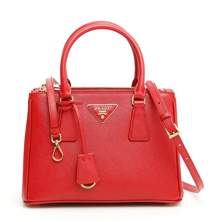 普拉达/prada 19年春夏 简约 ol风 女包 女性 小方包 红色 单肩包 1ba
