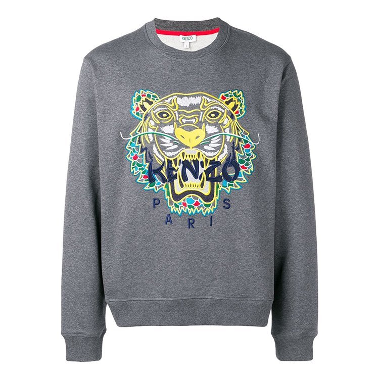 高田贤三/kenzo 18年秋冬 logo 圆领 女士 虎头 灰色 女卫衣 f862sw