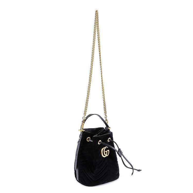 古驰/gucci 18年秋冬 logo 水桶包 女包 女性 gucci gg marmont 黑色