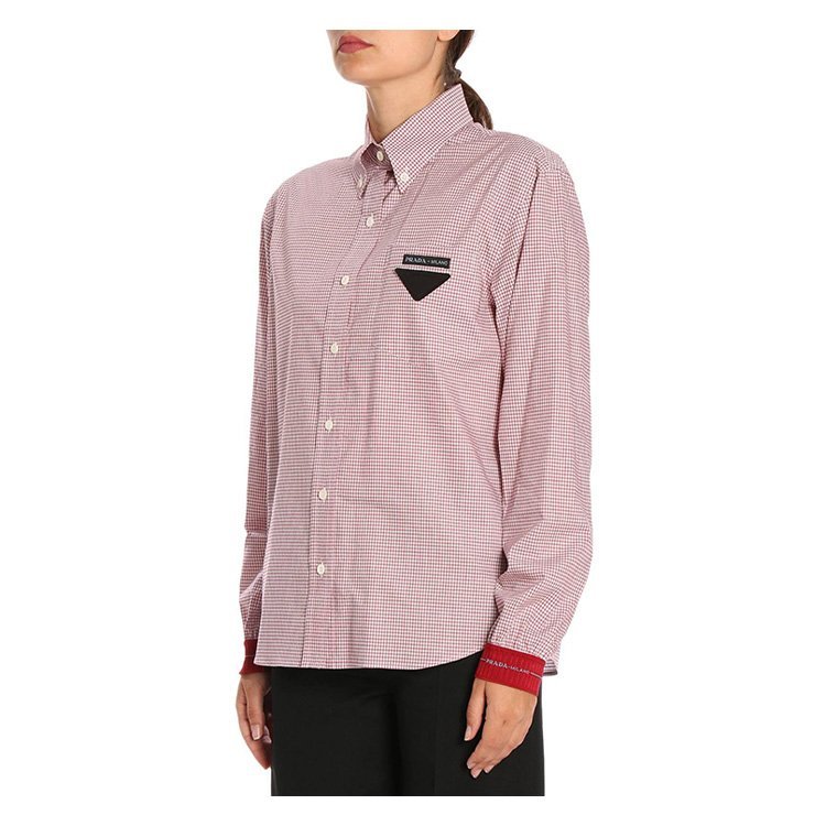 prada/普拉达 18年秋冬 女性 字母 格子 女士长袖衬衫 p473c 1rzg f