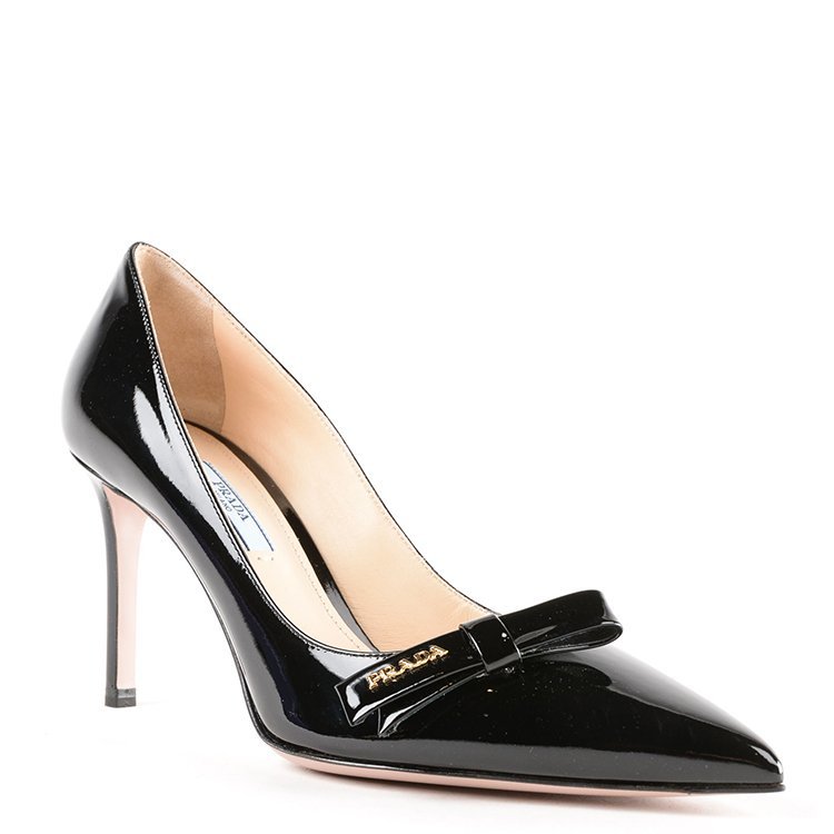 普拉达/prada 18年秋冬 女士 尖头鞋 蝴蝶结 黑色 高跟鞋 1i711i.