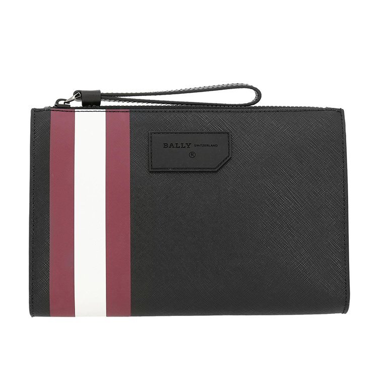 巴利/bally 19年春夏 logo 条纹 男包 手包 男性 信封包 黑色 手拿包