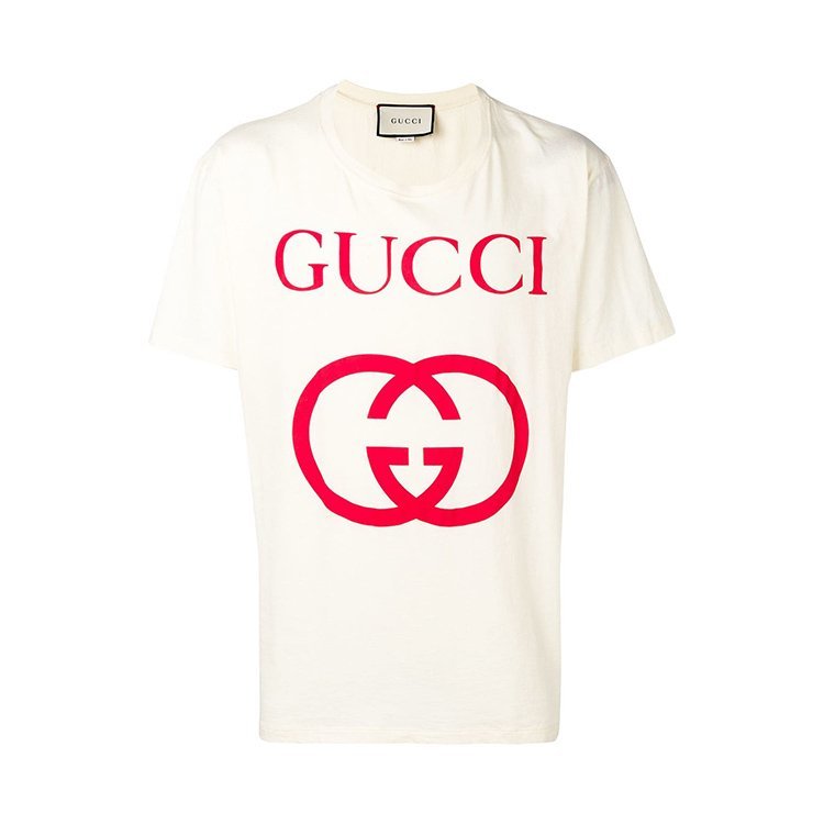 古驰/gucci 18年秋冬 gglogo 男性 简约 百搭 潮 乳白色 男士短袖t恤