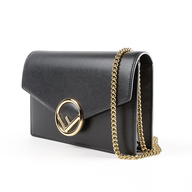 芬迪/fendi 18年秋冬 女士 logo 链条 黑色 钱包 8bs006 a0kk nero1