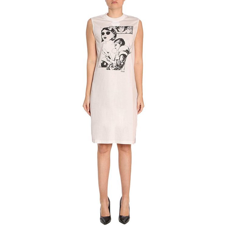 【18春夏】 prada/普拉达 女士连衣裙 棉 时尚 印花 白色 3187
