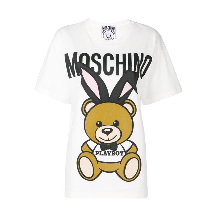 moschino/莫斯奇诺 19年春夏 圆领 女性 logo 小熊 女士短袖t恤 0703