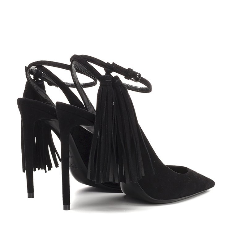 laurent paris/saint laurent paris 女士 ysl 流苏尖头鞋 黑色 高跟