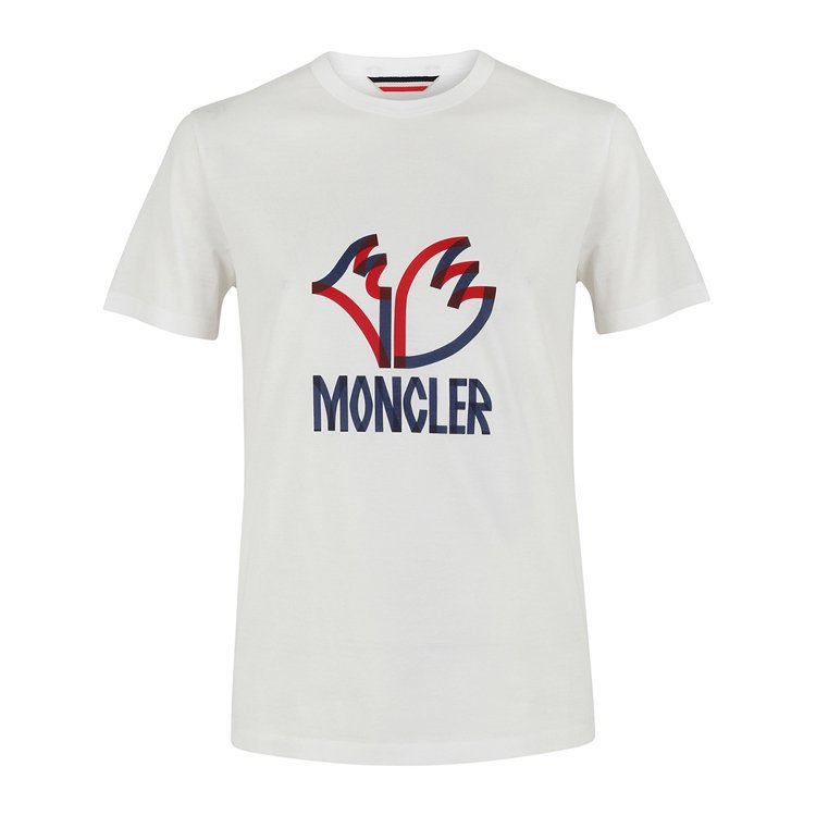 蒙克莱/moncler 18年秋冬 男士 蒙口 时尚 logo 白色 男士短polo d209