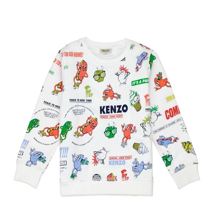 kenzo kids/kenzo kids 18年春夏 男童 字母 卡通人物 白色 儿童卫衣