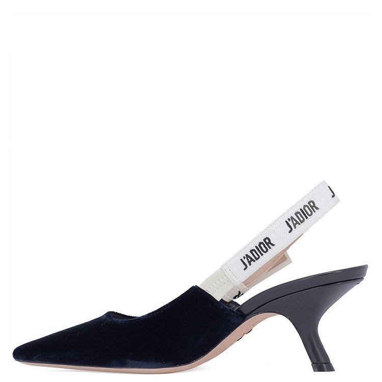 迪奥/dior 18年秋冬 女性 尖头鞋 天鹅绒 蓝色 中跟鞋 kcc200vlr56b