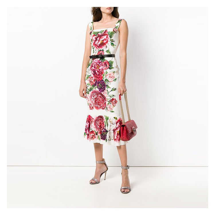 杜嘉班纳/dolce&gabbana 18年秋冬 女士 花朵 修身 白色 女士连衣裙