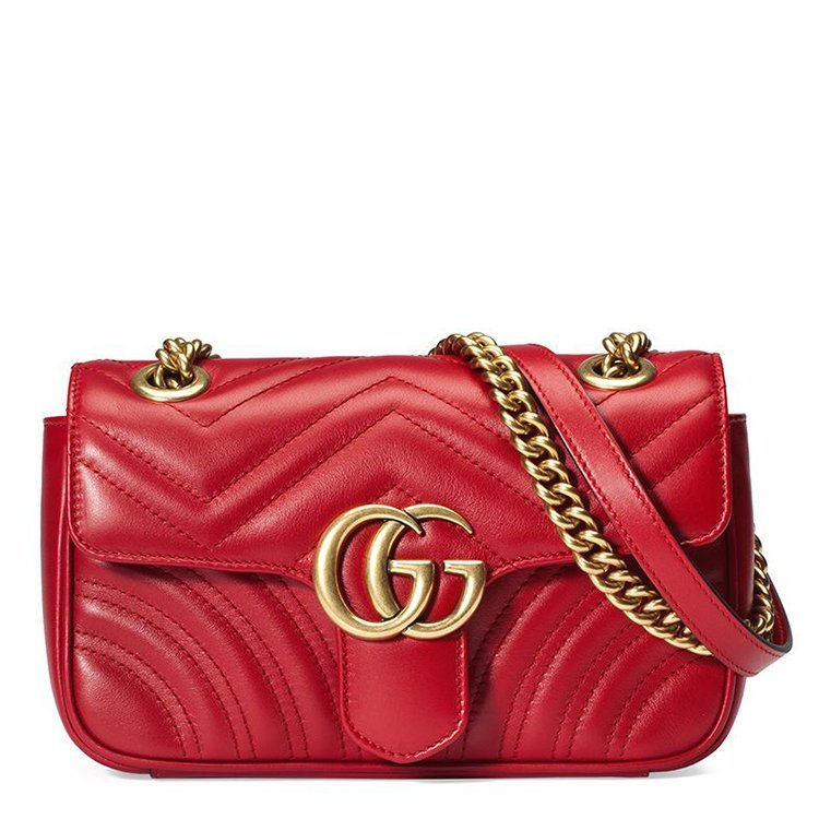 古驰/gucci 18年春夏 logo 链条 女包 女性 gucci gg marmont 红色 斜