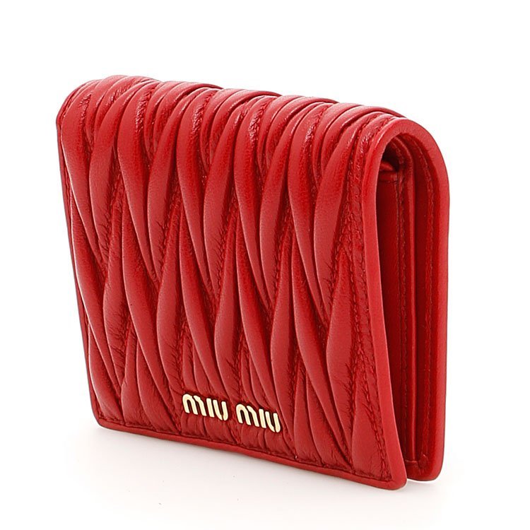 缪缪miumiu19年秋冬logo百搭女包女性红色钱包5mv204n88f068z