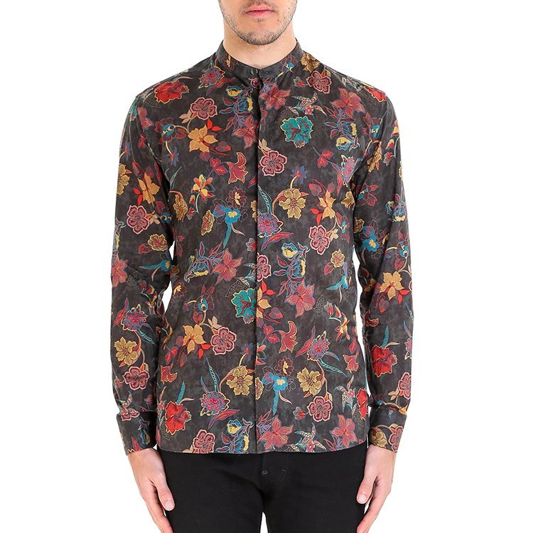 etro(艾特罗) 墨绿色花朵男士长袖衬衫 39