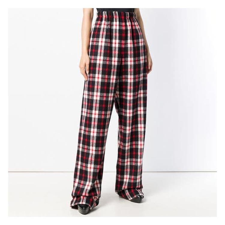 巴黎世家/balenciaga 18年秋冬 女士 宽松 格子 红格色 女士休闲裤