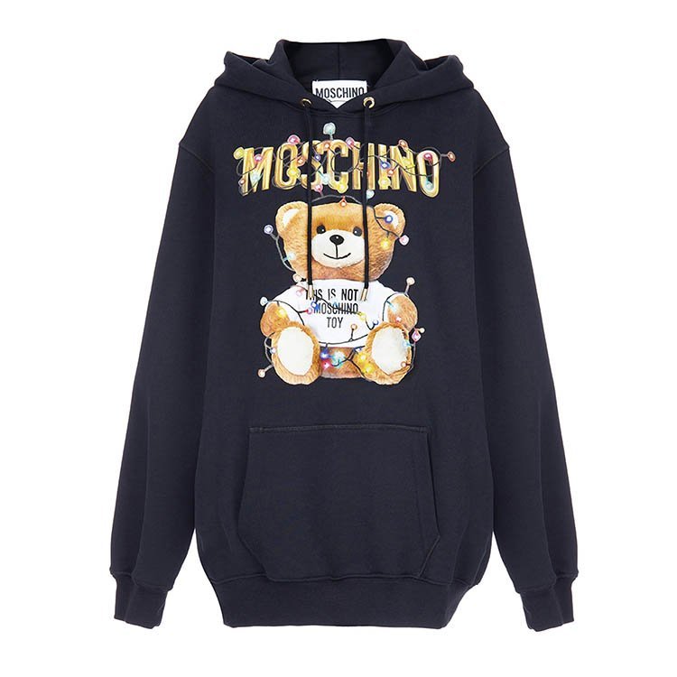 莫斯奇诺/moschino 19年春夏 连帽 女士 logo 小熊 黑色 女卫衣 a