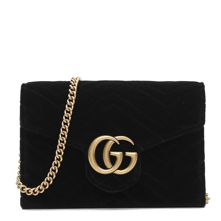 古驰/gucci 18年秋冬 logo 链条包 女包 手包 女性 gucci 黑色 手拿包