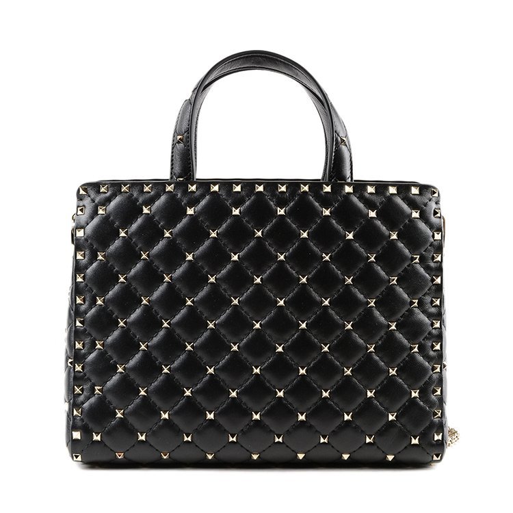 华伦天奴/valentino 18年秋冬 logo 铆钉菱格纹 女包 女性 手提包 qw