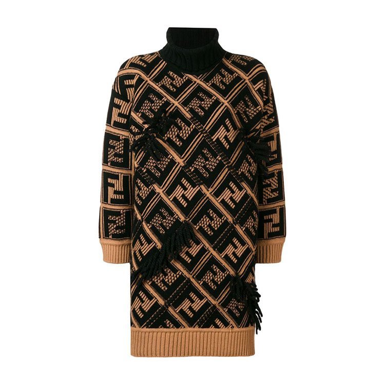 芬迪/fendi 18年秋冬 女士 logo 羊绒 黑色 女士针织衫/毛衣 fzd711