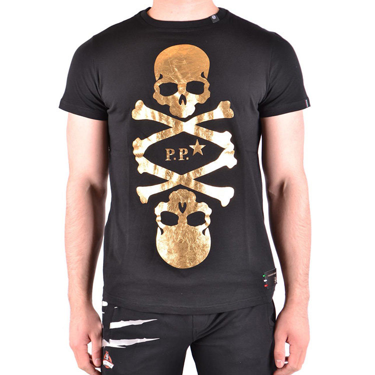 菲利普·普兰/philipp plein 18年春夏 圆领 男性 骷髅头 logo 彩色