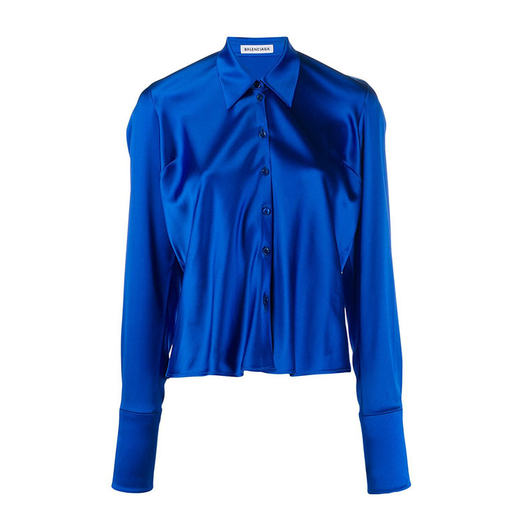 长袖衬衫】巴黎世家/balenciaga 19年春夏 翻领 女性 简约 时尚 蓝色