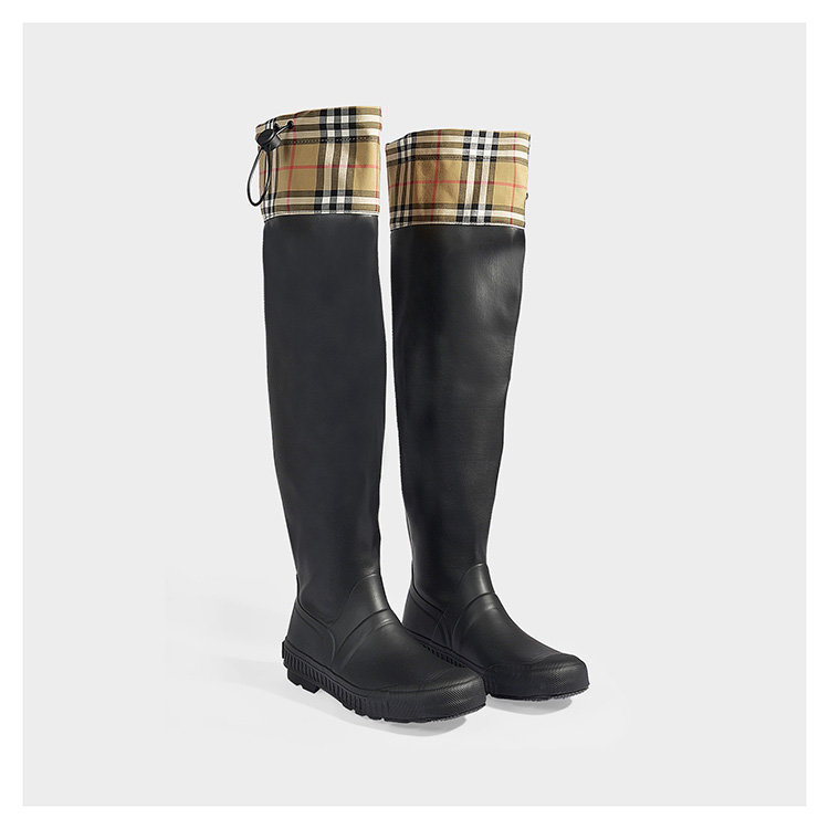 博柏利/burberry 19年春夏 高筒靴 女性 格纹 圆头