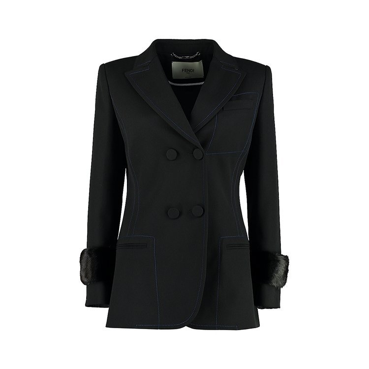 【折扣】 fendi/芬迪 女士西服 55%聚酯纤维45%初剪羊毛 双排扣 时尚