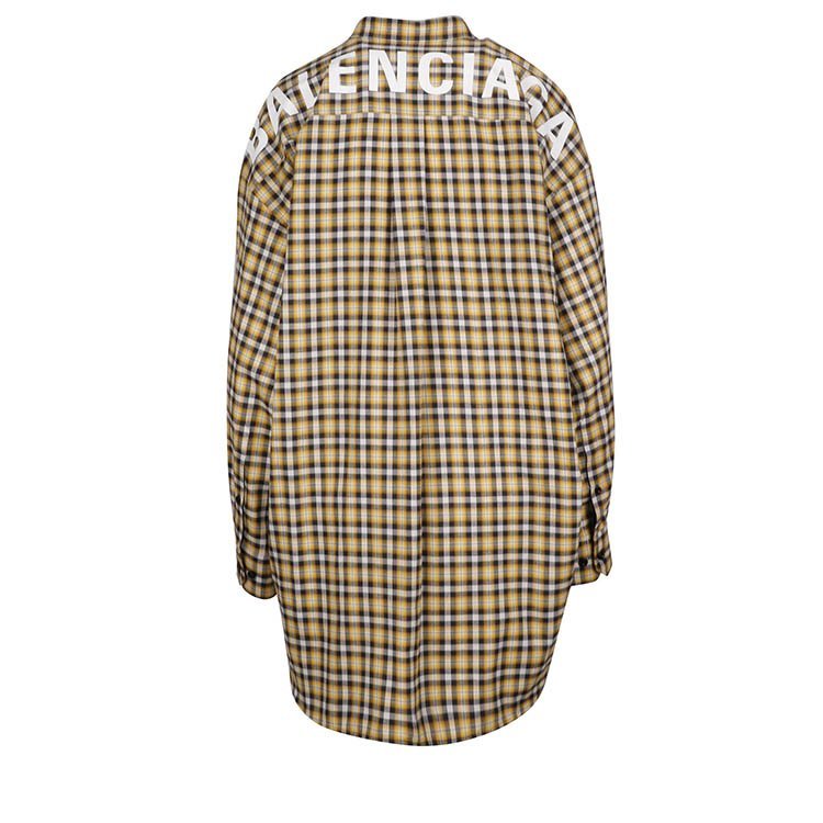 巴黎世家/balenciaga 18年秋冬 女士 格子 蝴蝶结 米色 女士长袖衬衫