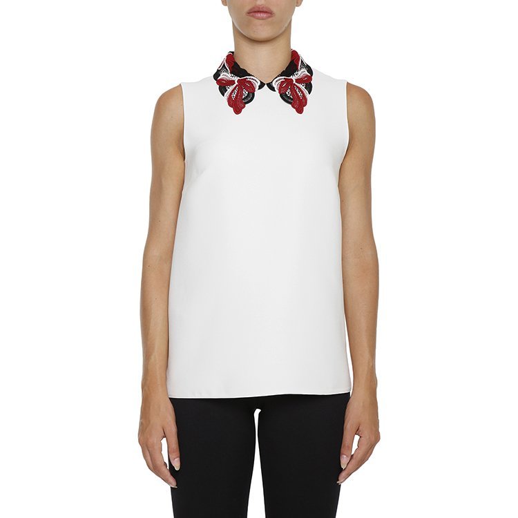 缪缪/miumiu 17年秋冬 女士 镂空 小立领 白色 女