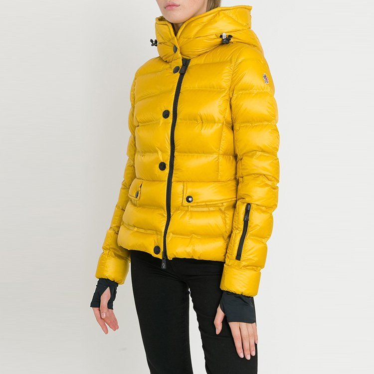 moncler/蒙克莱 18年秋冬 女士 蒙口 logo 横条 黄色 女士羽绒服