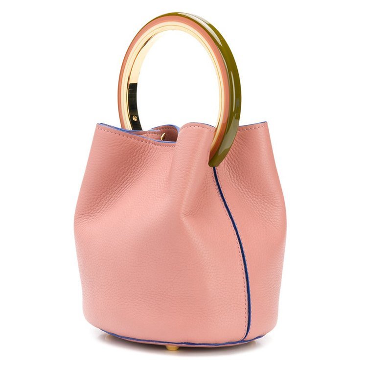 玛尼/marni 18年秋冬 logo 水桶包 女包 女性 粉色