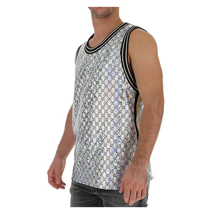 古驰/gucci 19年春夏 背心 男性 条纹 运动风 白色 男士短袖t恤