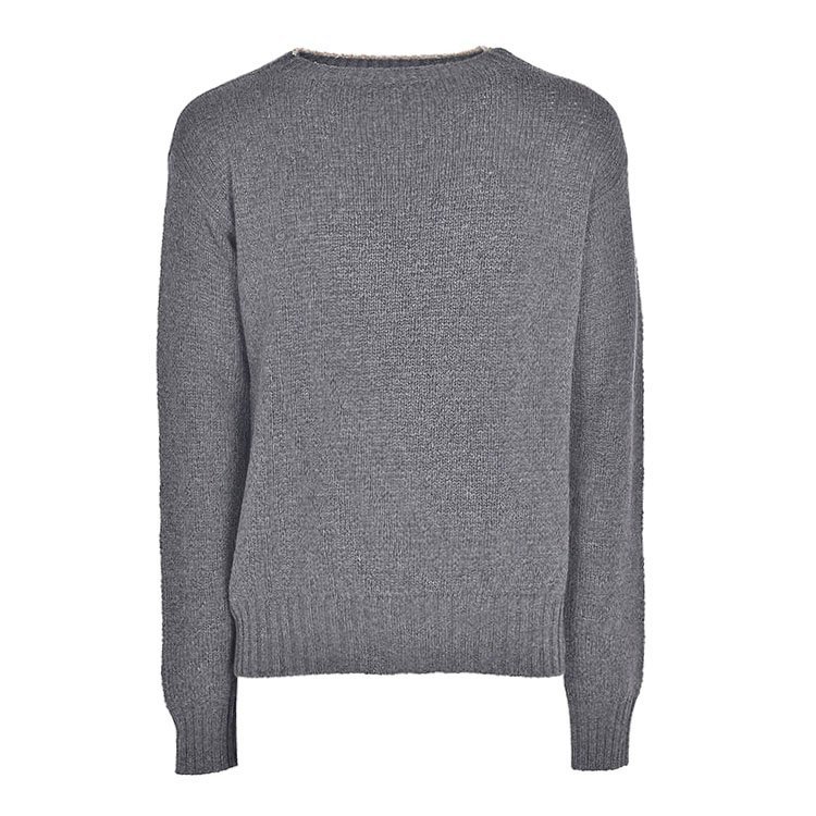 普拉达/prada 18年秋冬 男性 宽松 简约 烟灰色 男士针织衫/毛衣 uma