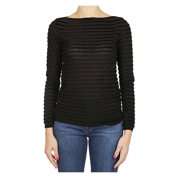 麦丝玛拉/maxmara 18年秋冬 圆领 女士 条纹 打底衫 黑色 女士长袖t恤