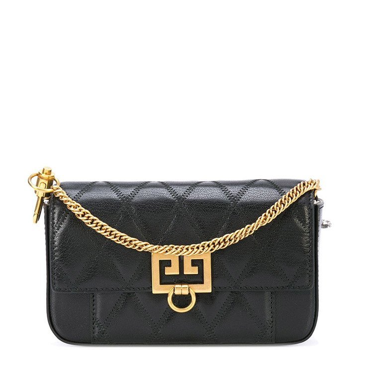 纪梵希/givenchy 18年秋冬 logo 菱格 女包 女性 黑色 单肩包 bb604db