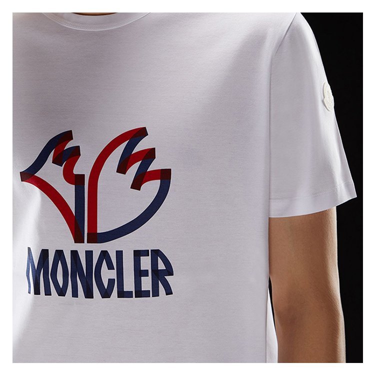 蒙克莱/moncler 18年秋冬 男士 蒙口 时尚 logo 白色 男士短polo d209