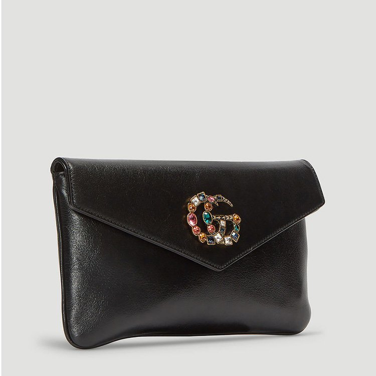 古驰/gucci 19年春夏 暗扣 logo 女包 手包 女性 gucci 信封包 黑色