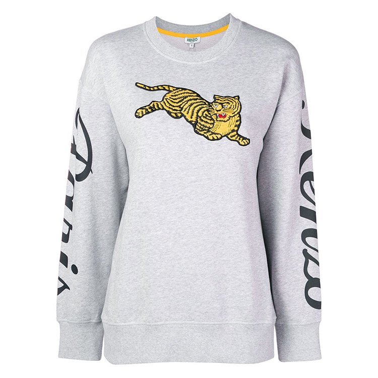 高田贤三/kenzo 18年秋冬 女士 logo 老虎 浅灰 女卫衣 f862sw7544xl