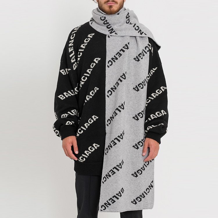 巴黎世家/balenciaga 18年秋冬 男式 字母 经典 灰色 围巾 534448t1