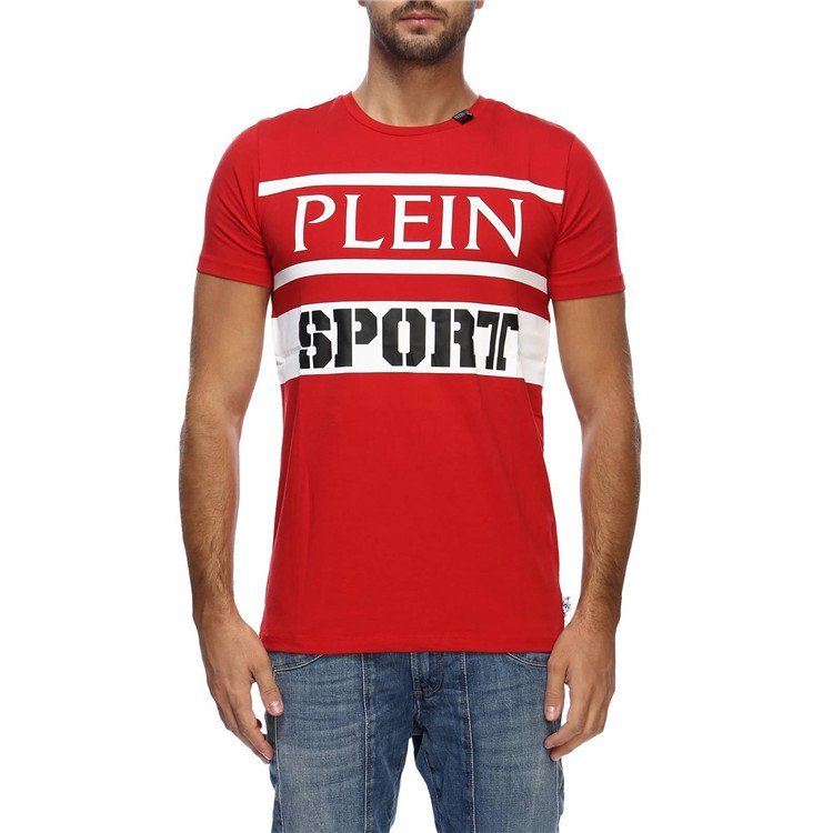 plein sport/plein sport 18年秋冬 圆领 男士 logo 红色 男士短袖t恤